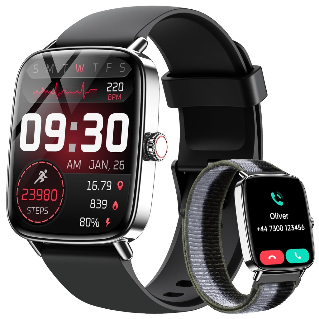 Smart Watch for Men (Answer/Make Calls), 1.85" HD Screen Fitness Watch with Bluetooth 5.3,