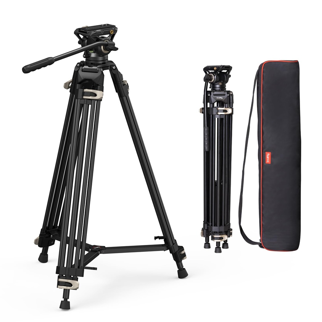 SMALLRIG AD-01 Video Tripod, 73" Heavy Duty Tripod with 360 Degree Fluid Head and Quick Rel