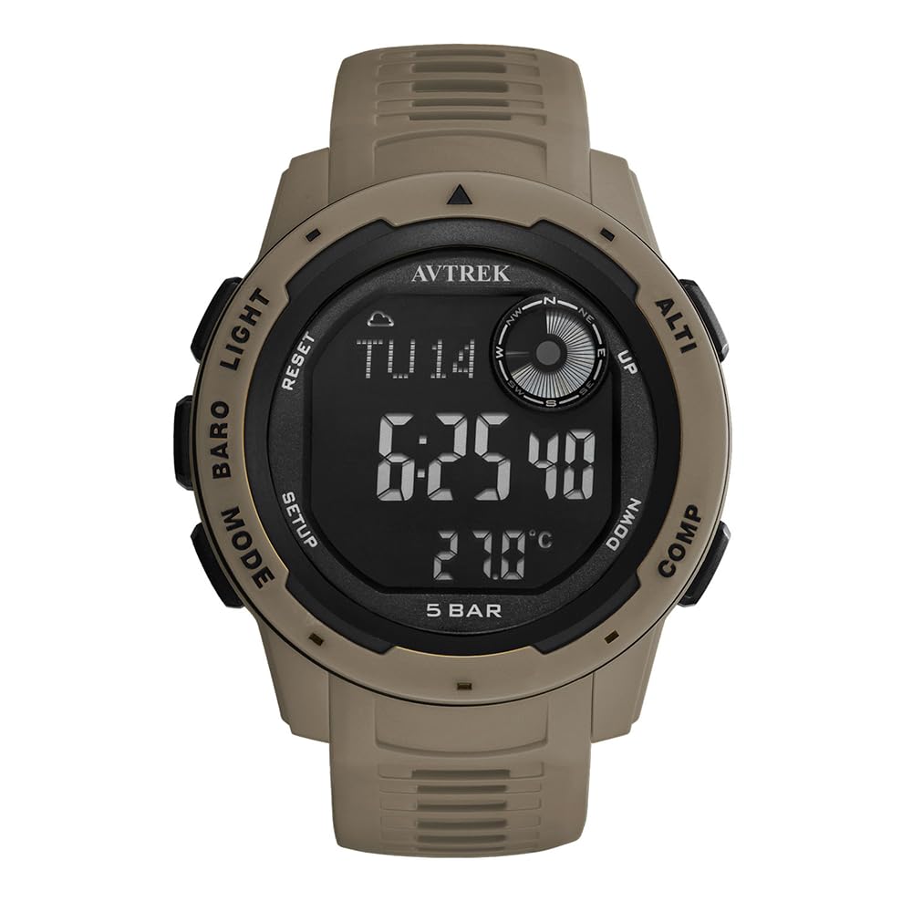 AVTREK Waterproof Digital Watch, Outdoor Sports Watch, Military Army Watch with Pedometer,