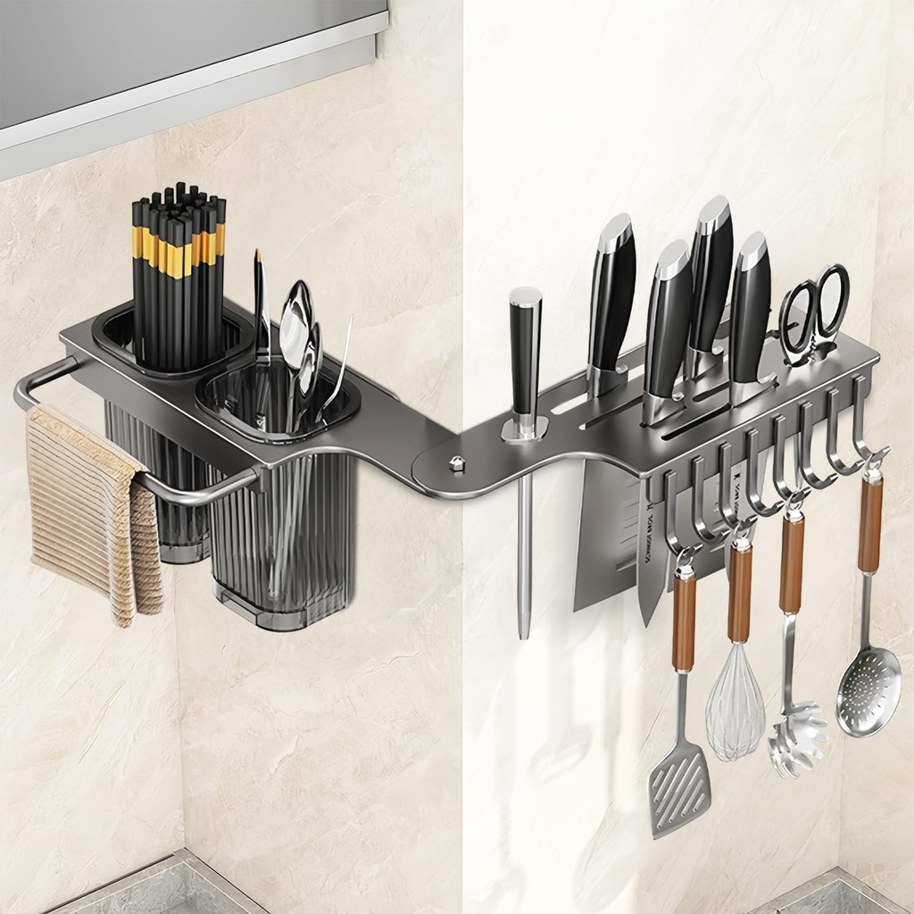 Eidoct Kitchen Cutlery Holder Rotatable with Dual Cup & Spoon Holder All-in-One Organizer f