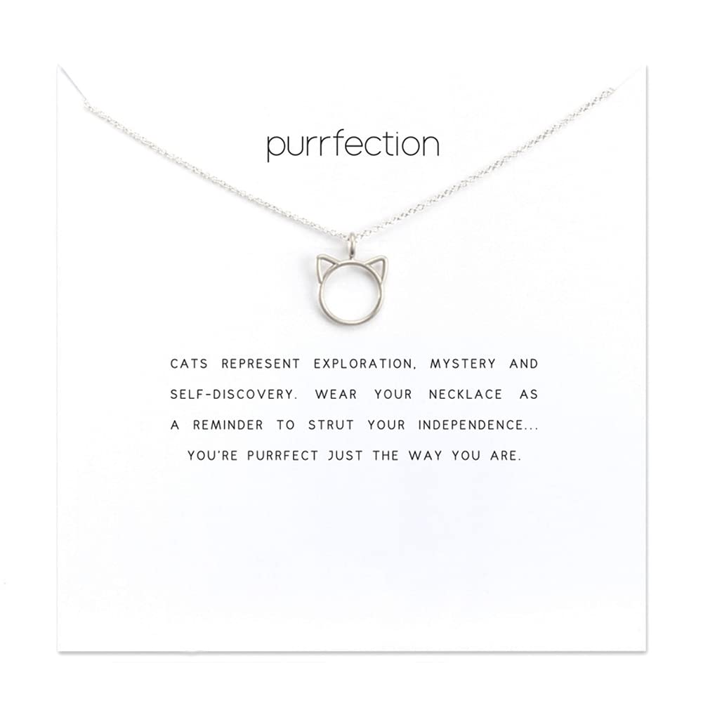 ZYAWP Friendship Silver Y Cat kitty Necklace Good Luck Compass Elephant Pendant Chain Neckla
