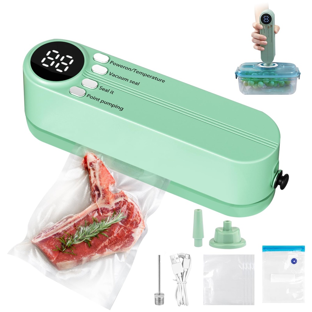 Mini Bag Sealer, Handheld Heat Sealer with 3 External Connectors Vacuum Sealer Machine, 