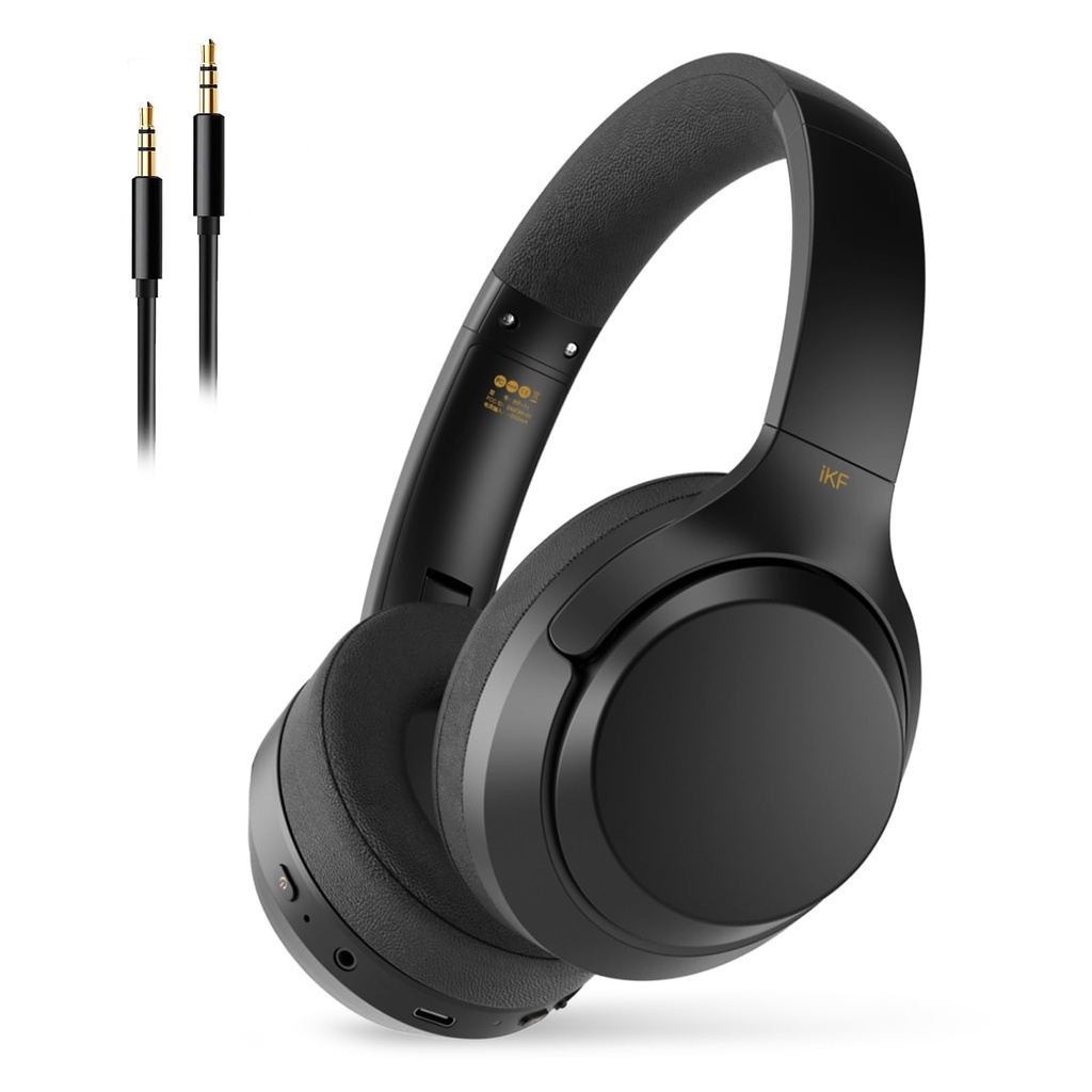 iKF T1 Wireless Headphones, Bluetooth Overhead Headset With Deep Bass, ENC Noise Cancelling