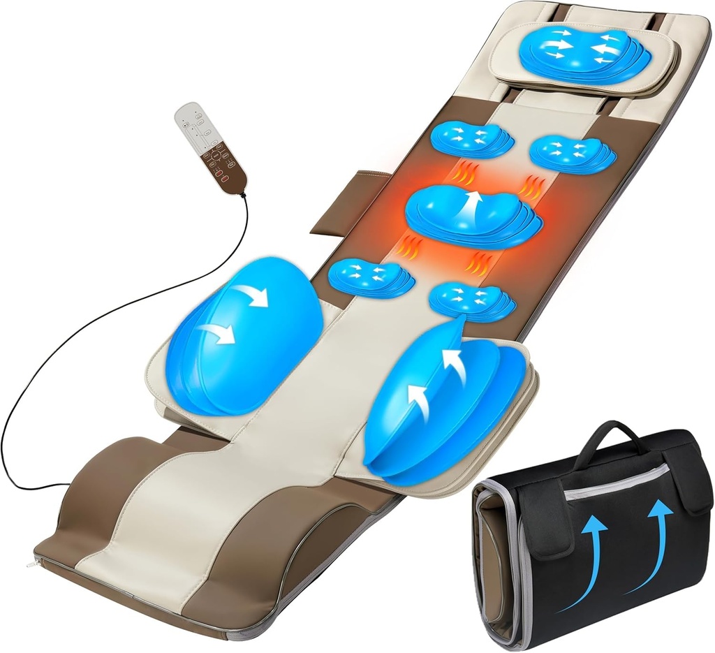 Shiatsu Full Body Massage Mat with Heat, Movable Shiatsu Neck Massager, 3D Lumbar Traction