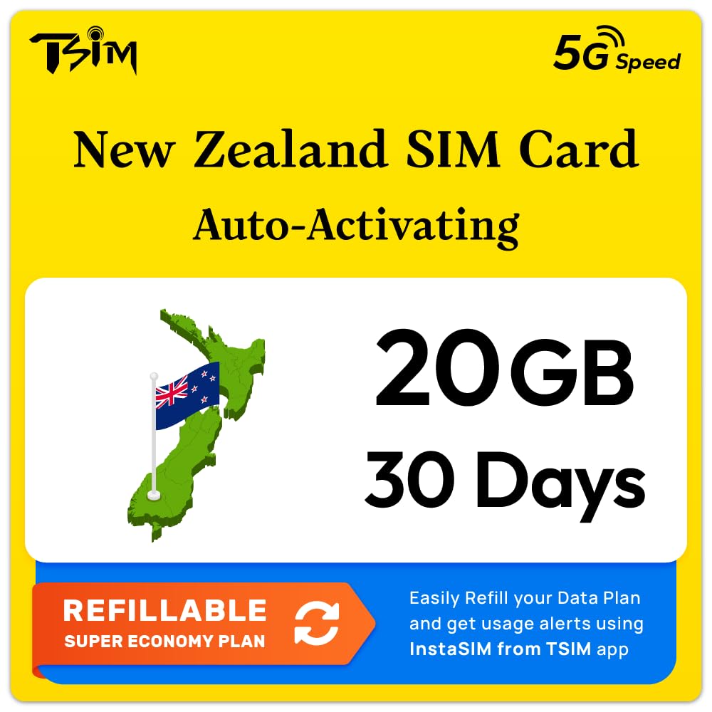 New Zealand SIM Card | 20GB Super Economy Refillable Plan! Auto Activating 30 Day Validity