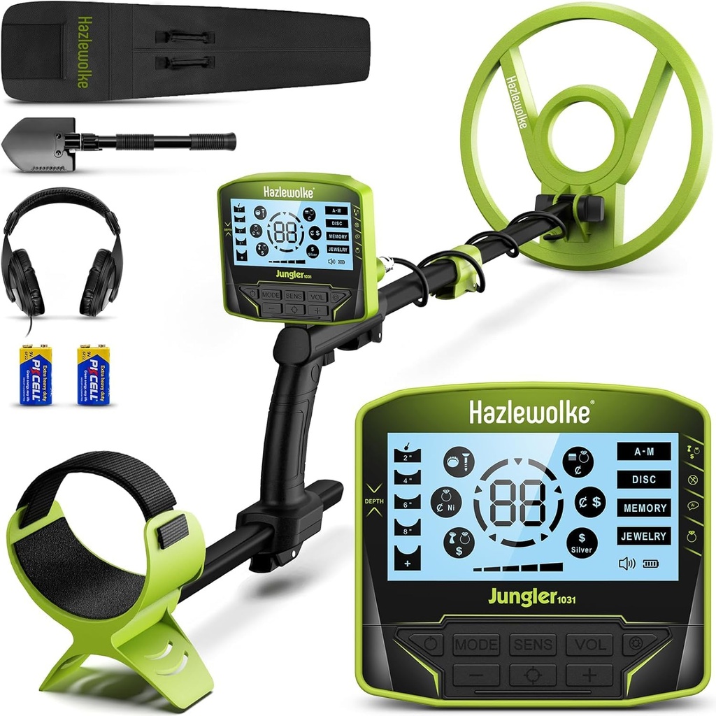 Hazlewolke Metal Detector for Adults, Higher Accuracy 10'' Waterproof Coil, Bigger LCD Display
