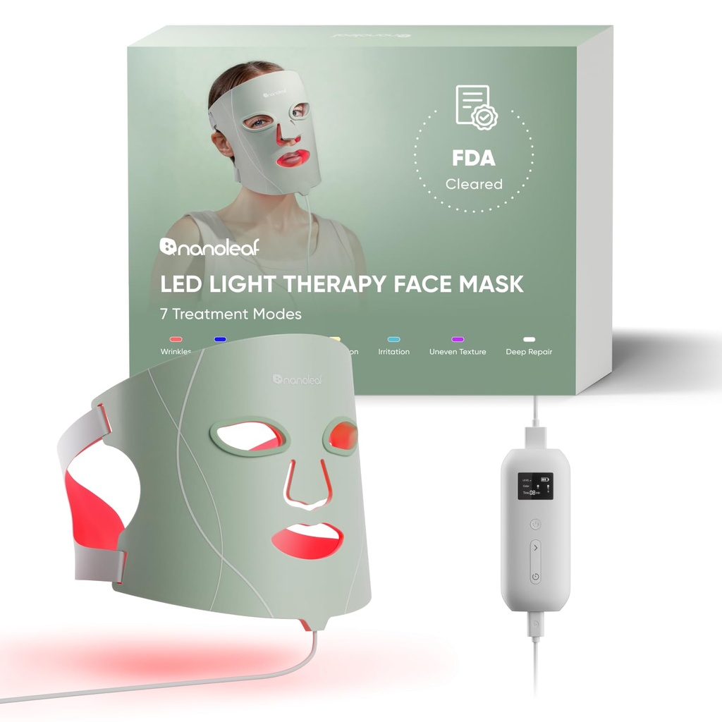 Nanoleaf LED Light Therapy Face Mask 432 LEDs, 7 Targeted Light Modes, Portable Red Light M