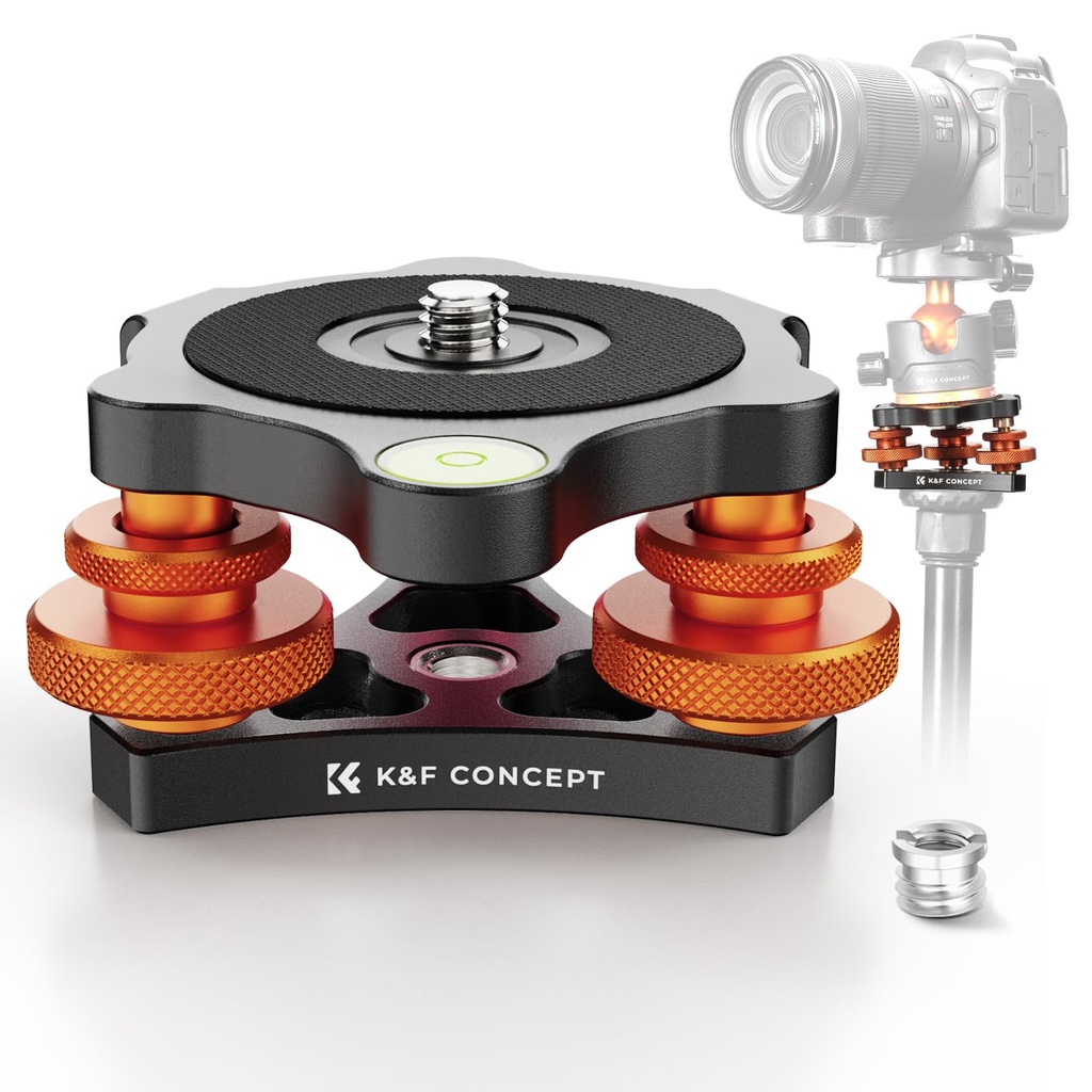 K&F CONCEPT Leveling Base, Aluminium Leveling Base with 3/8 Inch Screw