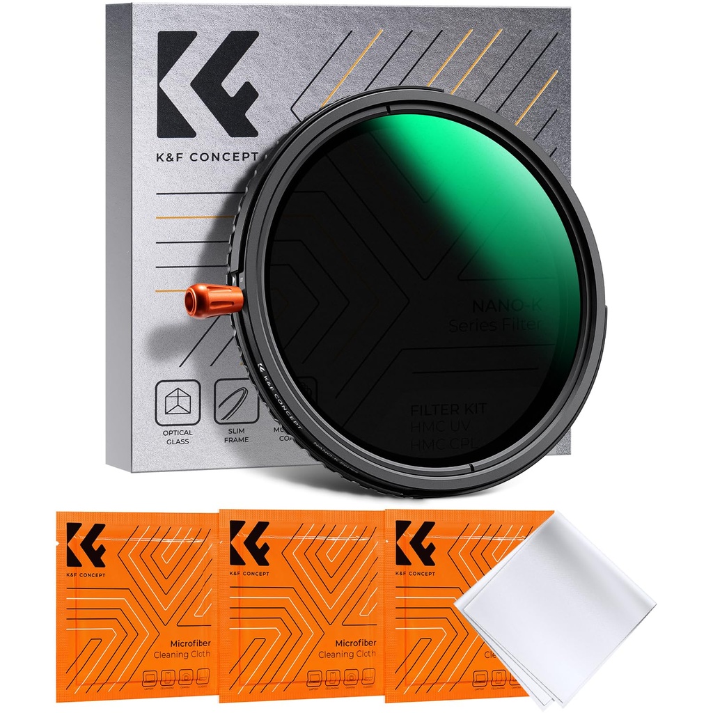 K&F CONCEPT 82mm 3in1 ND & CPL & Black Diffusion 1/4 Filter, Variable ND2-32 Polarising