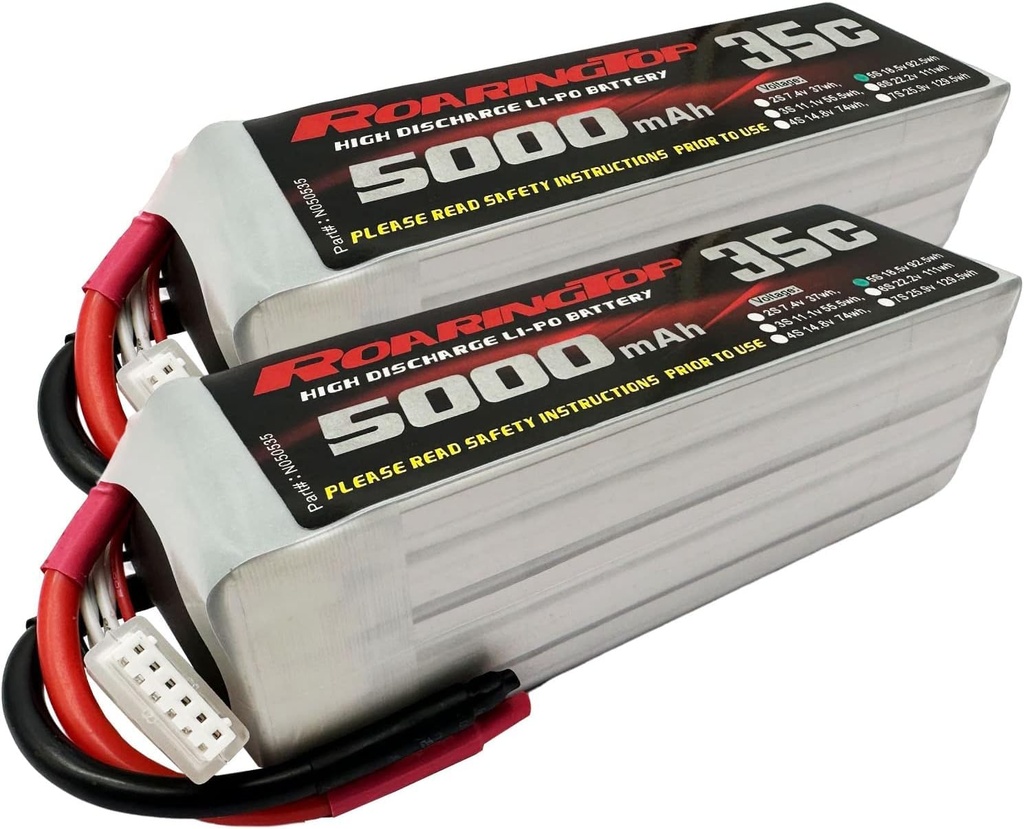 RoaringTop Lipo Battery 5S 5000mAh 35C 18.5V RC Lipo Battery Without Plug (Lead-out wire)