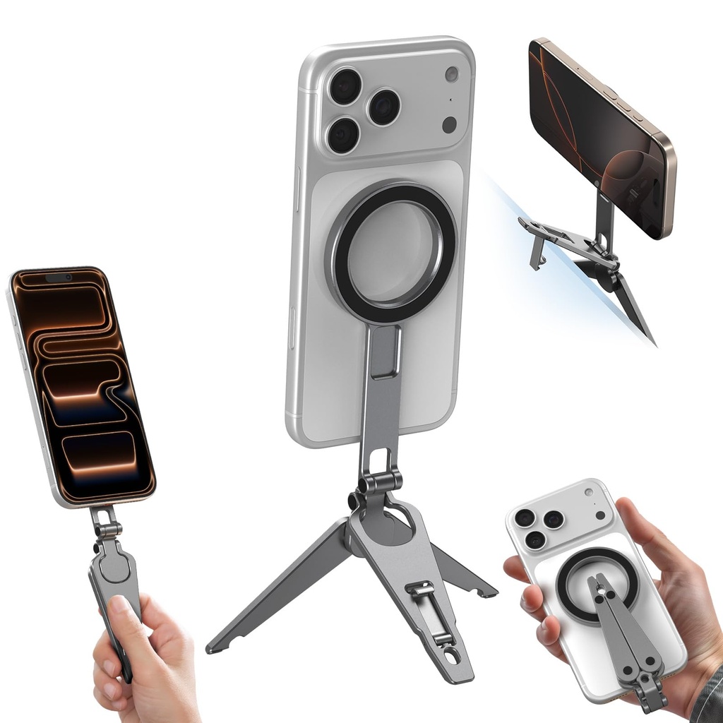 SMALLRIG Dual Magnetic Phone Tripod, Metal Smartphone Mount Grip with 1/4" Threads