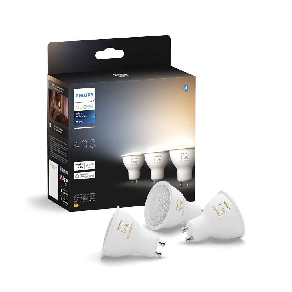 Philips Hue GU10 Smart LED Spotligh (3-Pack) White Ambiance