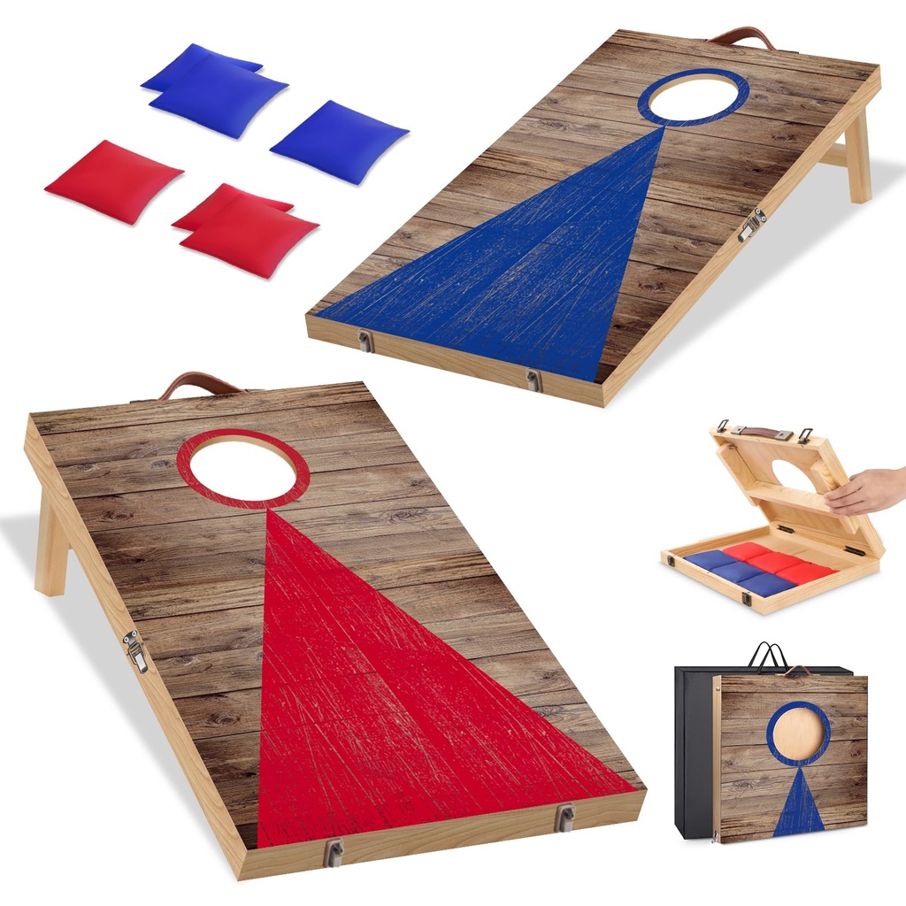 NZQXJXZ Cornhole Game Set, 2 ft x 1.3 ft Solid Wood Premium Corn Hole Boards