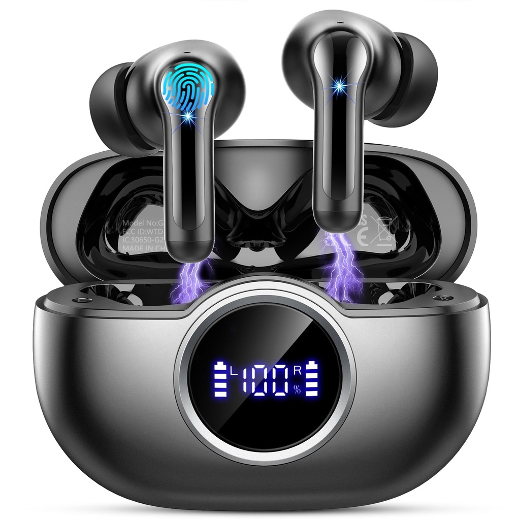 Rinsmola Wireless Earbuds, 2026 New Bluetooth 5.4 Headphones in Ear with 6 ENC Ear Buds/6D