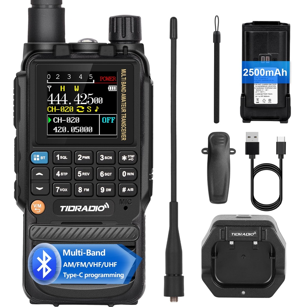 TIDRADIO TD-H3 Ham Radio,APP/Web Bluetooth Programming, 8-Band-Air Band, Freq Copy, DTMF