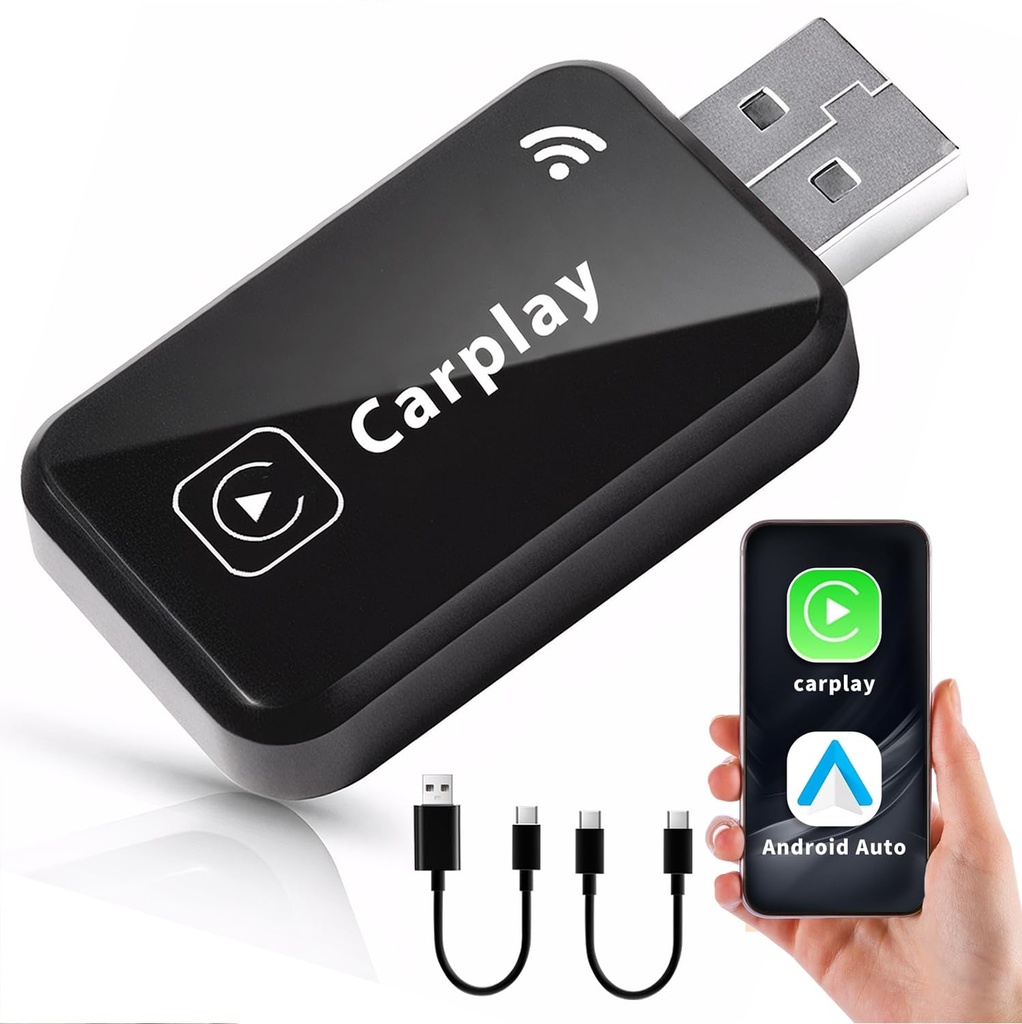 SwartLife 2-in-1 Wireless CarPlay & Android Auto Adapter, Wired to Wireless Dongle for iPho