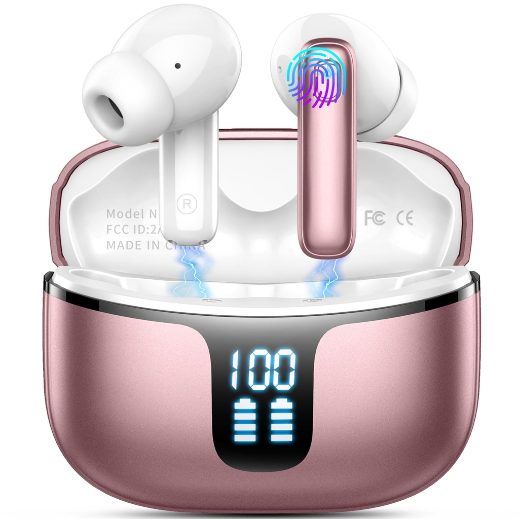 Btootos Wireless Earbuds Bluetooth 5.3 Headphones Bass Stereo Ear Buds with Noise Cancellin