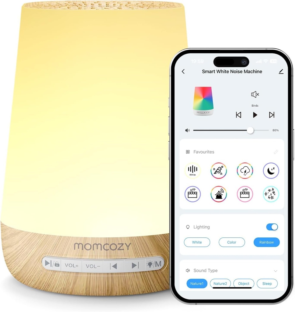 Baby Sound Machine, Momcozy White Noise Machine for Baby Sleeping with Night Light, Toddler