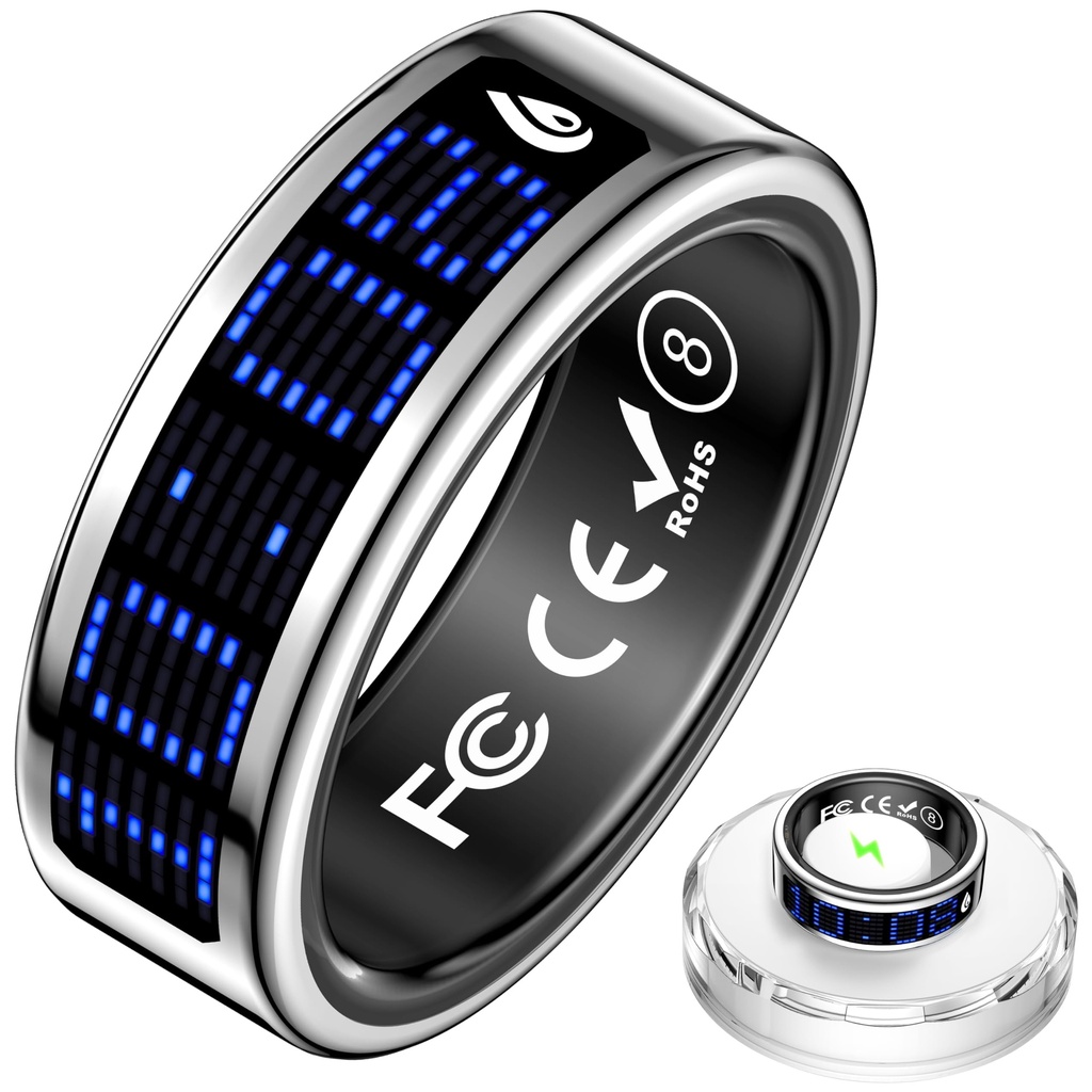 findtime Smart Ring with Display Heart Rate Sleep Tracker Blood Oxygen Monitor Tasbih Finge