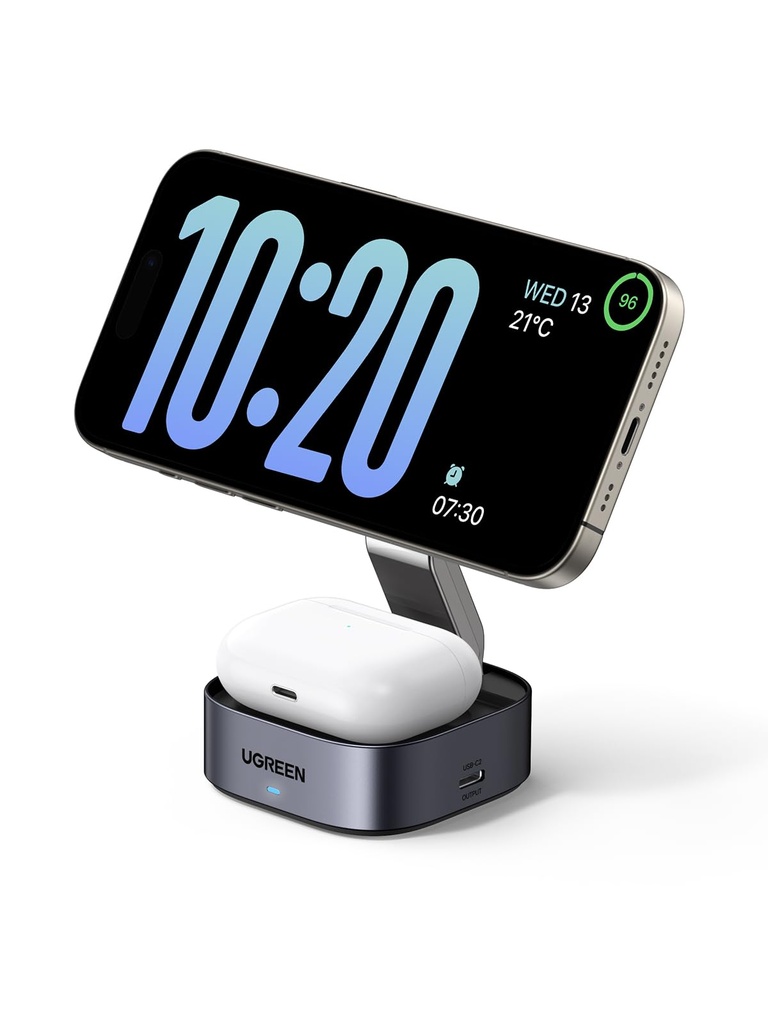 UGREEN MagFlow for MagSafe Charger Qi certified, 2-in-1 Wireless Charger Stand, Magnetic 