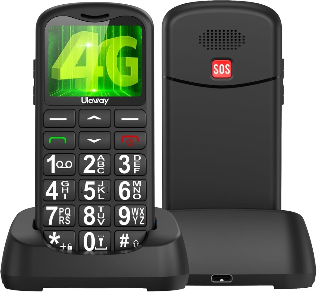 USHINING 4G Big Button Mobile Phone for Elderly, SIM Free Unlocked Senior Mobile Phone, Eas