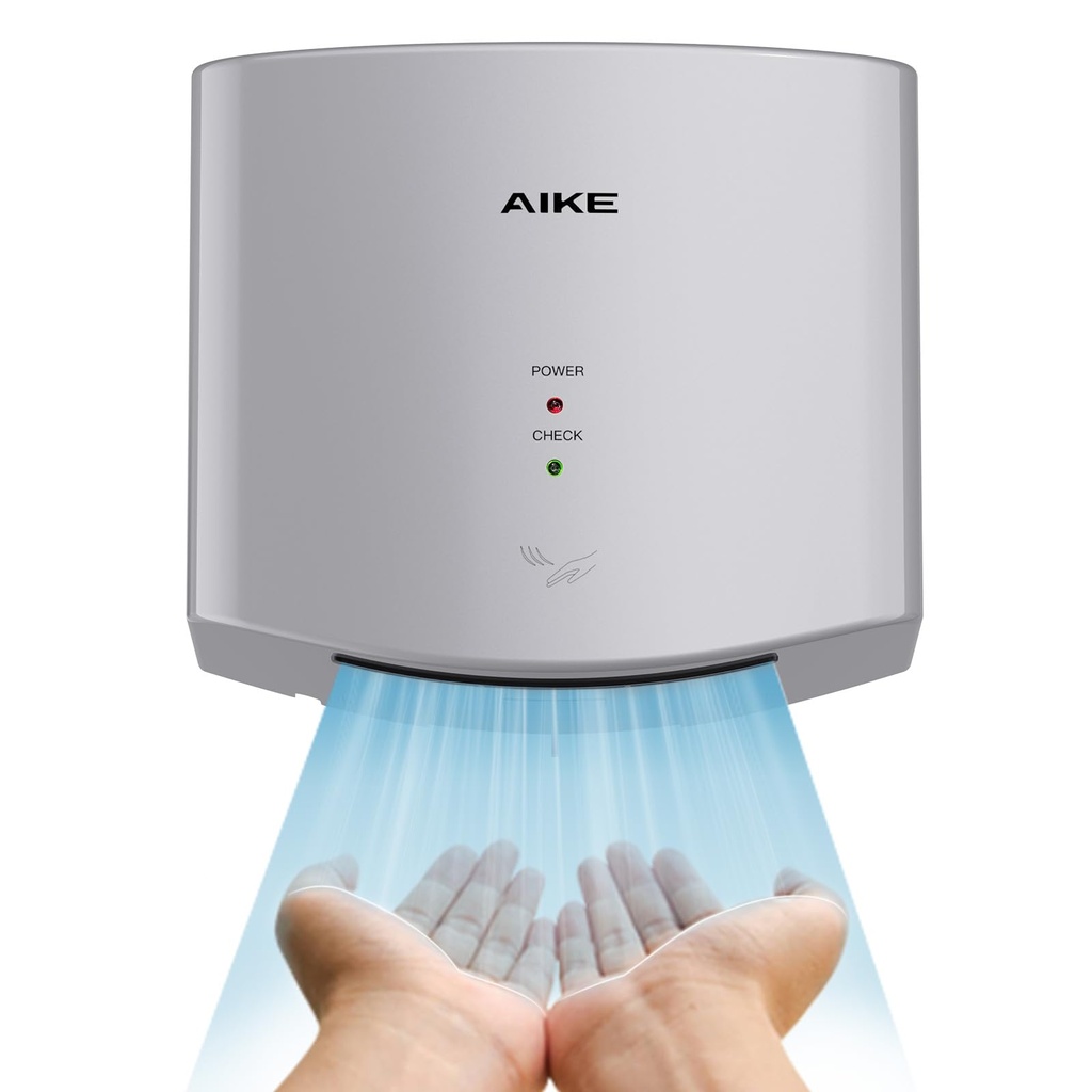 AIKE Air Wiper Compact Hand Dryer, High-Speed Drying, 1400W 220V, Plug & Go, Paperless Touc