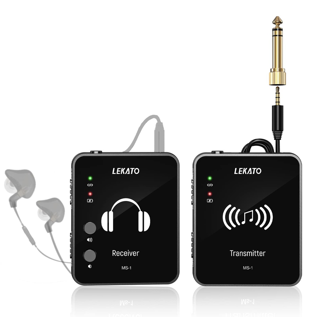 LEKATO MS-1 Wireless in-Ear Monitor System Transmitter and Beltpack Receiver Automatic Pair