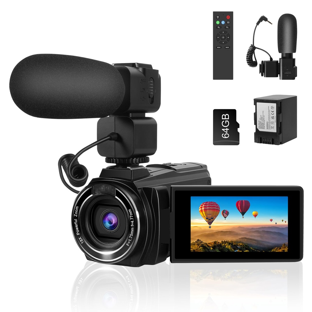 SOPPY 8K Digital Camcorder 48MP 60FPS WiFi IR Night Vision 18X Zoom, 3.0 Inch Flip Screen V