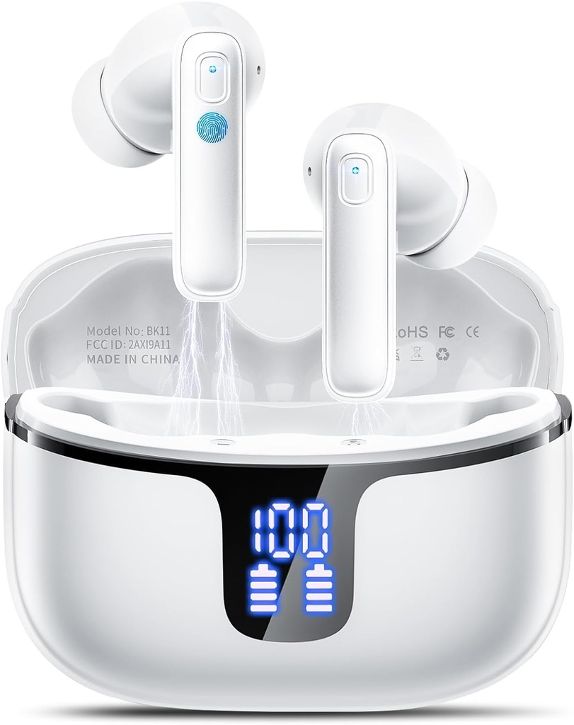 Wireless Earbuds, Bluetooth 5.3 Headphones in Ear with 4 ENC Noise Cancelling Mics HiFi Ster
