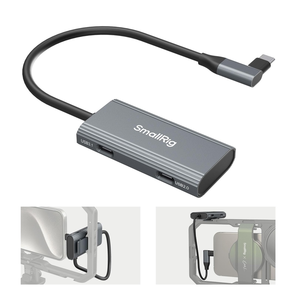 SMALLRIG 4-in-1 USB-C Hub With Cold Shoe Mount, Multiport Hub With PD 100W / USB-C 3.1 / 2.0