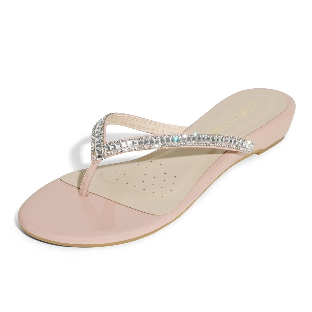 DREAM PAIRS Women's Jewel_03 Fashion Rhinestone Flip-Flop Sandals Silver Size 6.5 US / 4.5