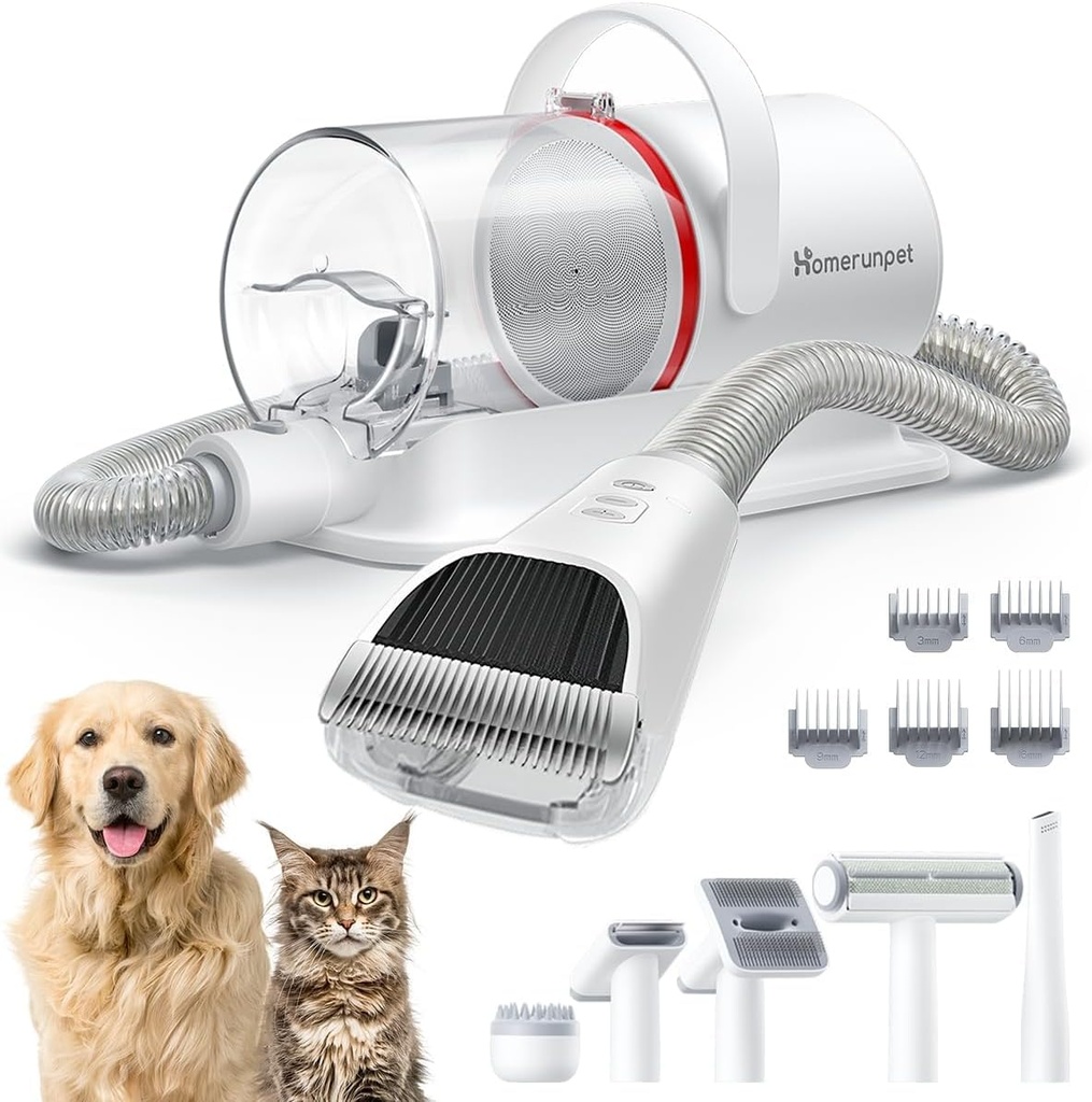 HomeRunPet Ultra Quiet Pet Vacuum, Suction 99% pet Hair, 6 Tool Grooming Kit, Anti Shedding