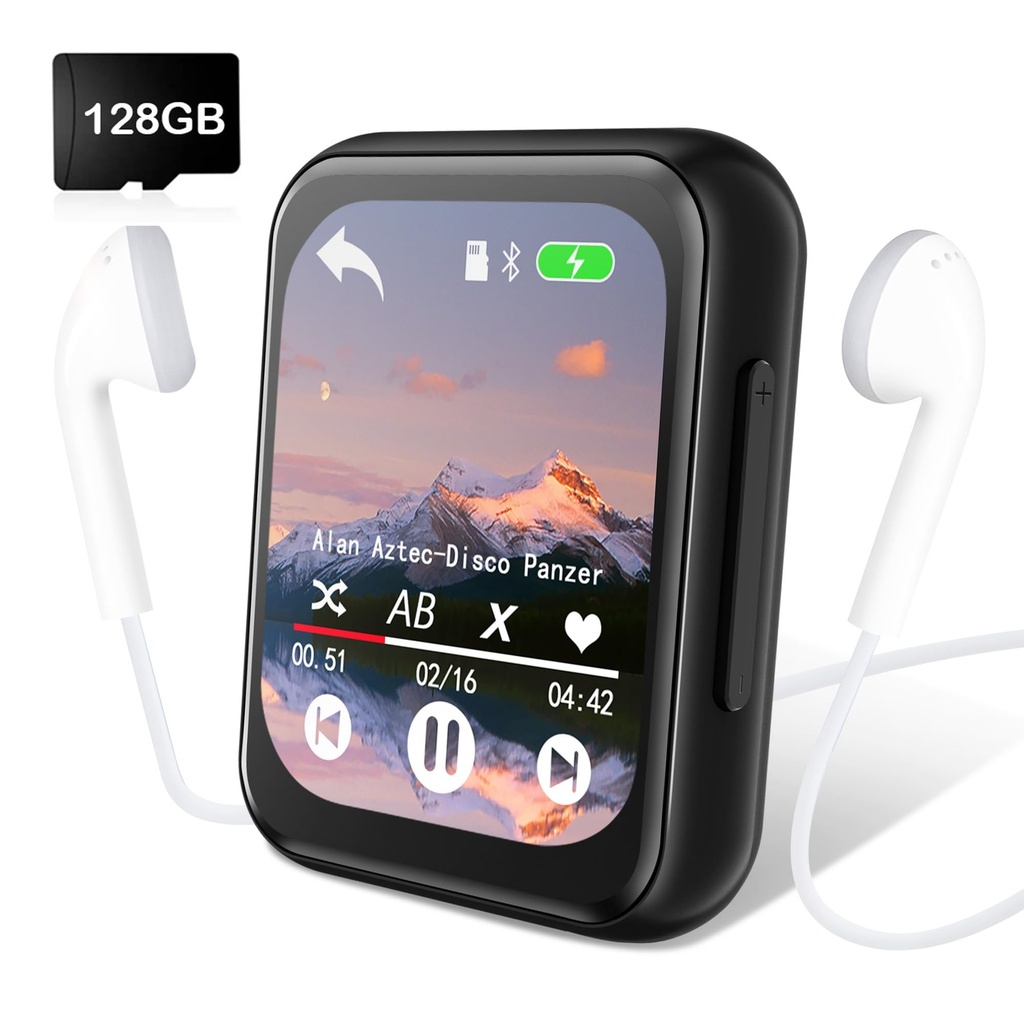 128GB MP3 Player with Bluetooth 5.3, Portable Digital Lossless Music Player with Built-in Sp
