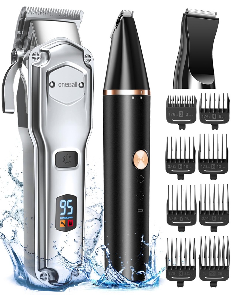 oneisall Dog Clippers & Paw Trimmer 3 in 1 Grooming Kit, Dog Clippers Professional for Thick