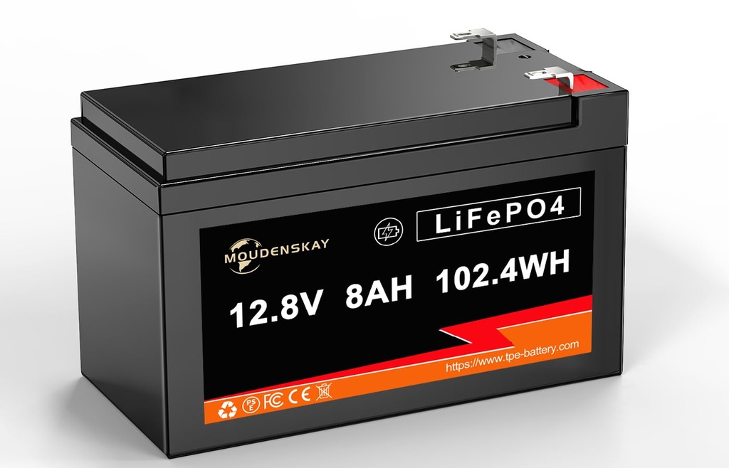 MOUDENSKAY Lithium Batteries 12V 8Ah LiFePO4 Lithium Battery with BMS,2000+ Cycles Deep Cyc