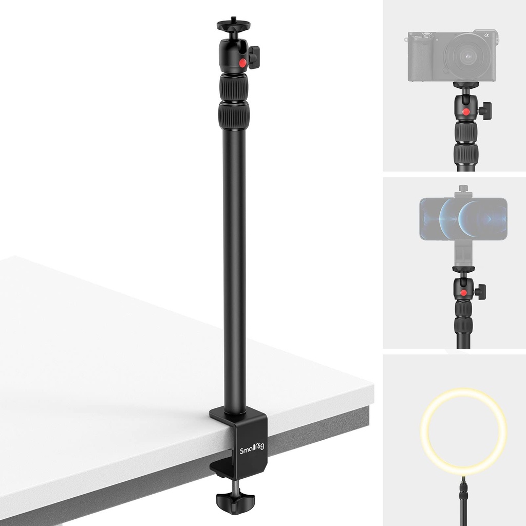 SMALLRIG Camera Table Stand for Desk Mount with 1/4" Ball Head, 13"-35.4" (33-90cm) Adjusta