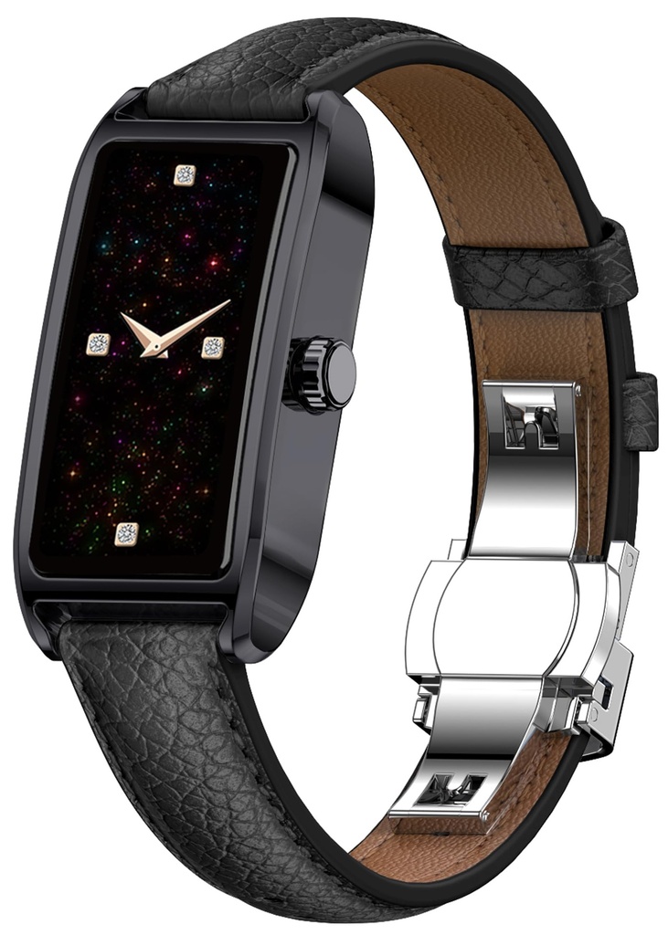 Fitness Tracker for Women Ladies Fitness Watch Dressy Leather Strap Alloy Case Luxury Fashi