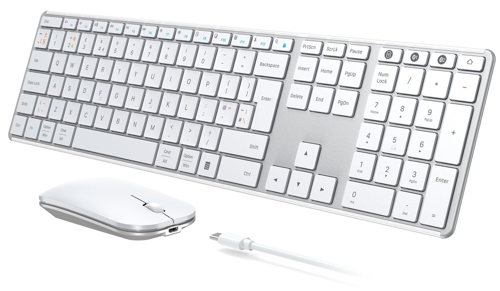 seenda Wireless Bluetooth Keyboard Mouse, SKM64-3 Multi-Device Rechargeable Ultra Slim Wireless
