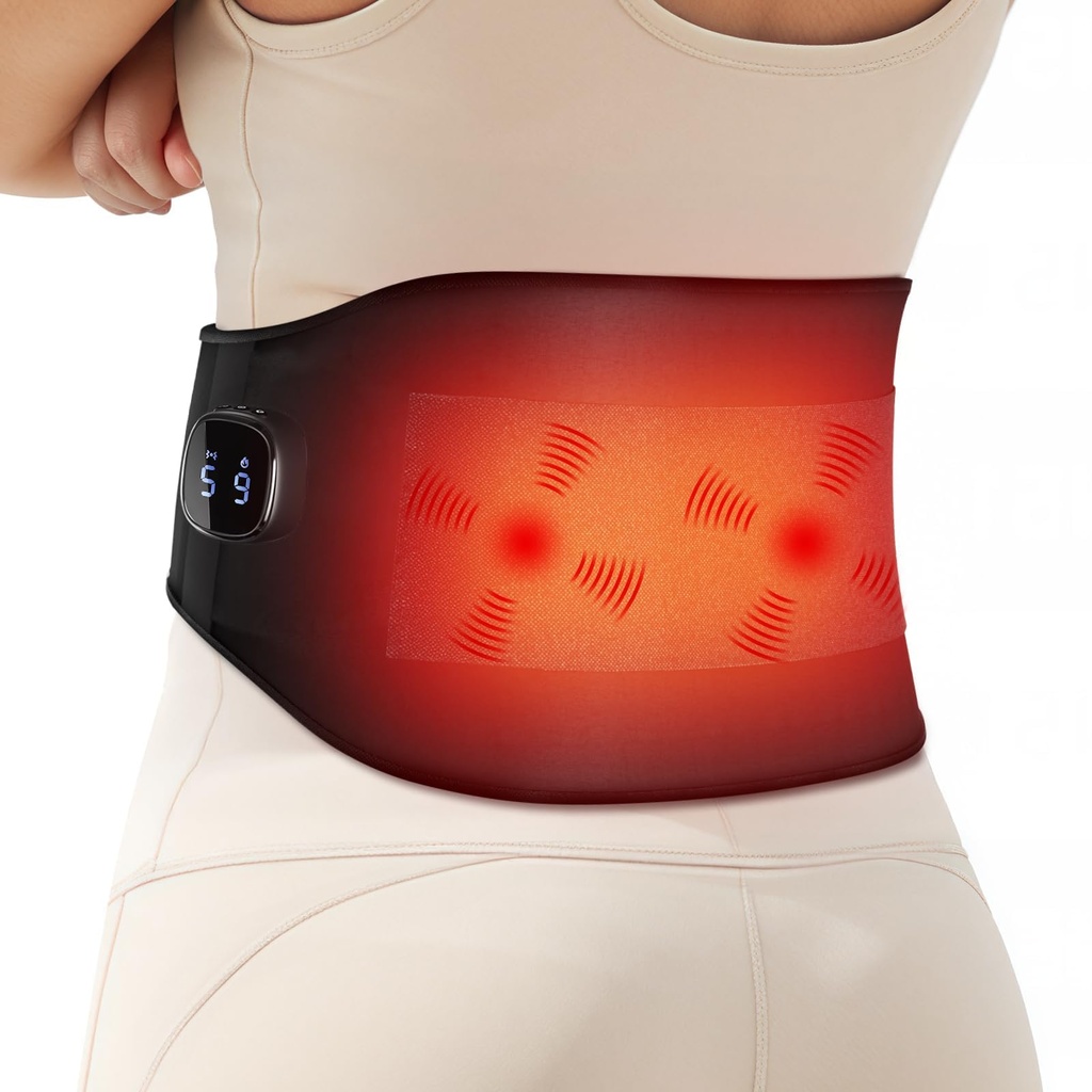 Comfytemp Cordless Heated Back with Massager, Rechargeable Back Heat Pad for Lower Back