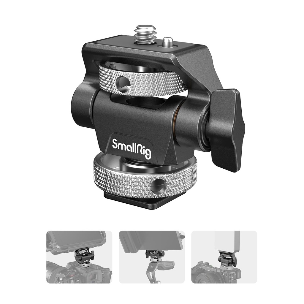 (New Version) SMALLRIG Camera Monitor Mount with Cold Shoe Adapter, 360 Swivel and180 Tilt
