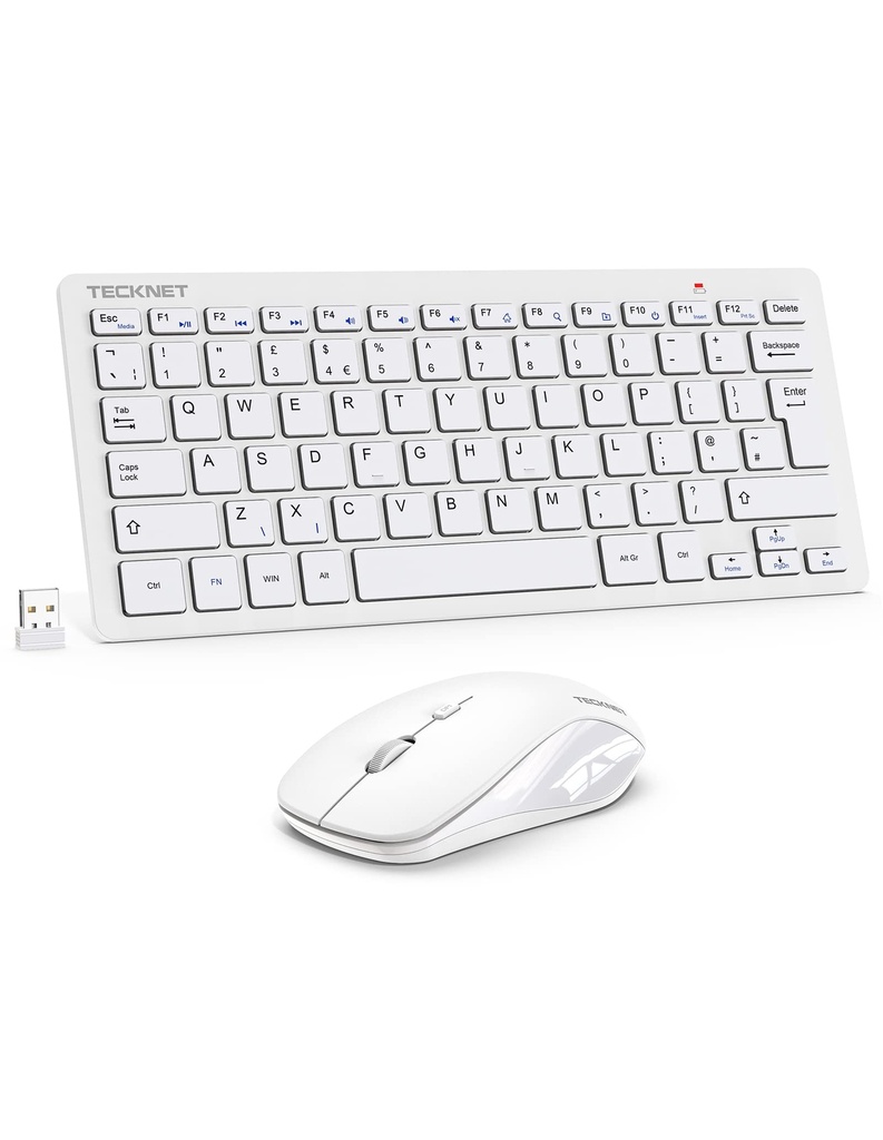 TECKNET Mini Wireless Keyboard and Mouse Set, 2.4G Cordless USB Keyboard and Silent Mouse C