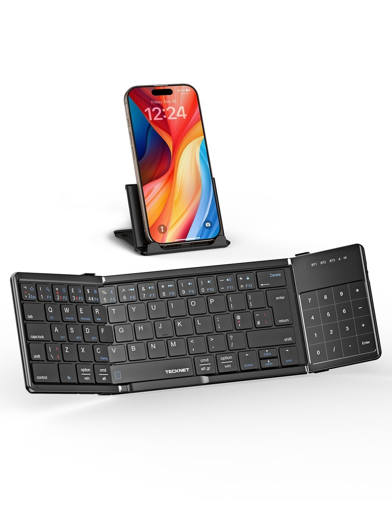 TECKNET Foldable Bluetooth Keyboard with Touchpad, Multi-Device