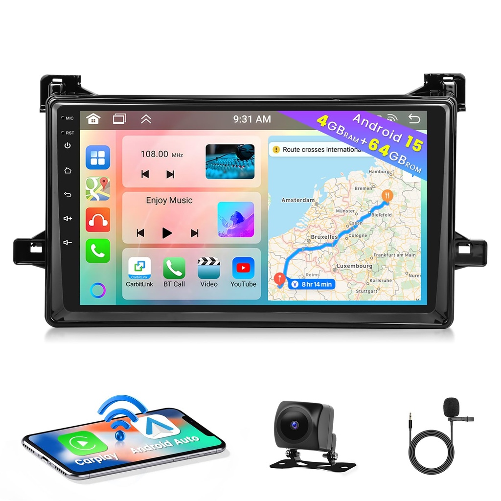 [8 core 4+64G] for Toyota Prius XW50 2016-2020 Android Car Stereo, 9 Inch Touchscreen Car Ra