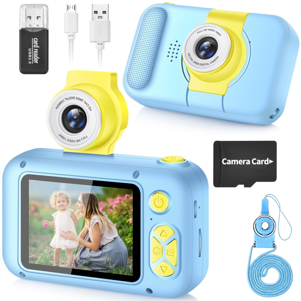 ARNSSIEN Kids Camera for 3-12 Year Old Boys/Girls with 180° Flip Lens, 2.4" Kids Selfie