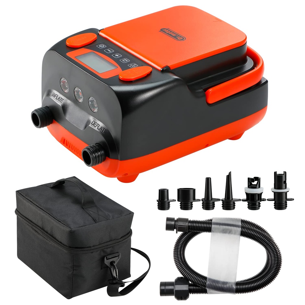 Dr.meter Electric SUP Pump, 6000 mAh Rechargeable Paddle Board Pump Dual Stage Auto Off Air