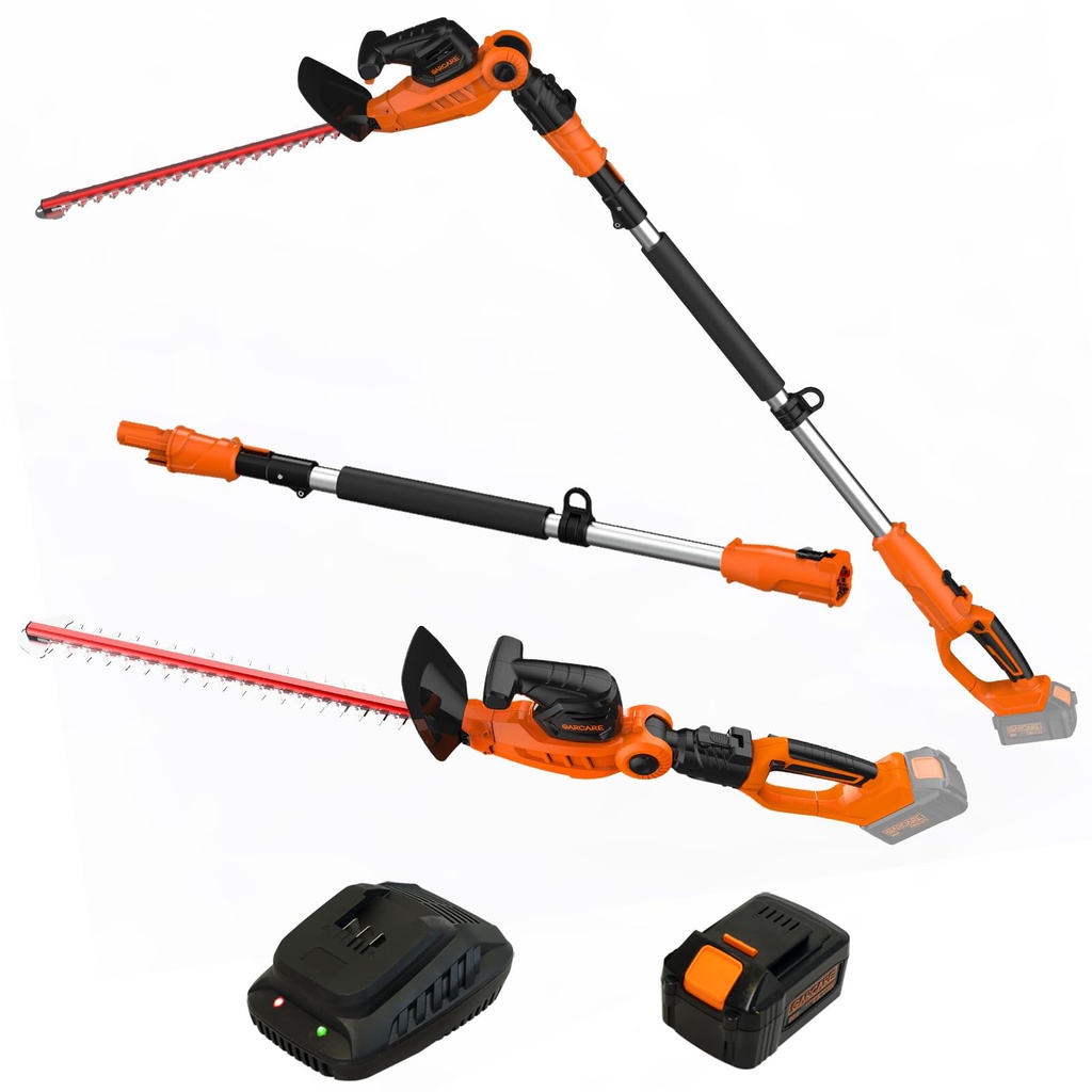 GARCARE 2 in 1 Hedge Trimmer Cordless with 20V, 4.0Ah Li-Ion Battery and Quick Charger Tree