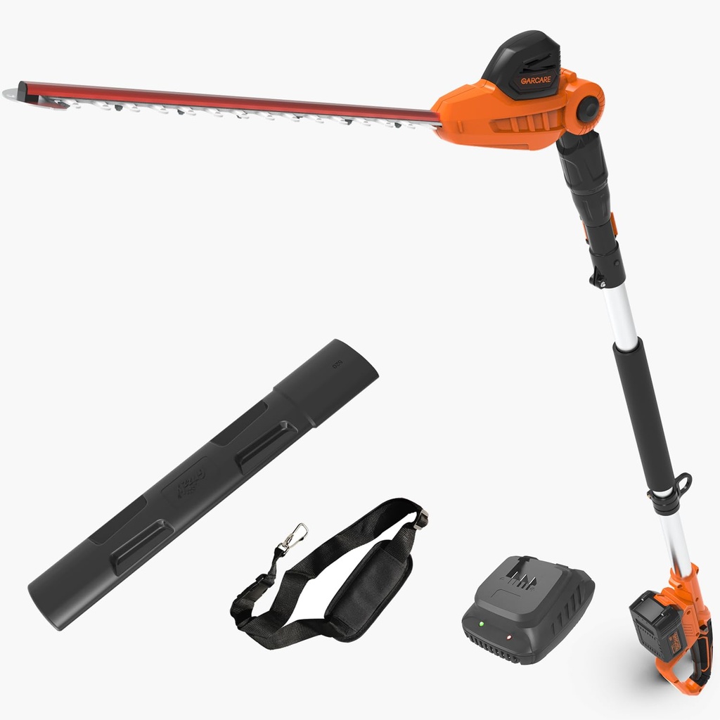 GARCARE Pole Hedge Trimmer Cordless-Hedge Clippers 20V 4.0Ah Li-ion Battery Electric Bush 