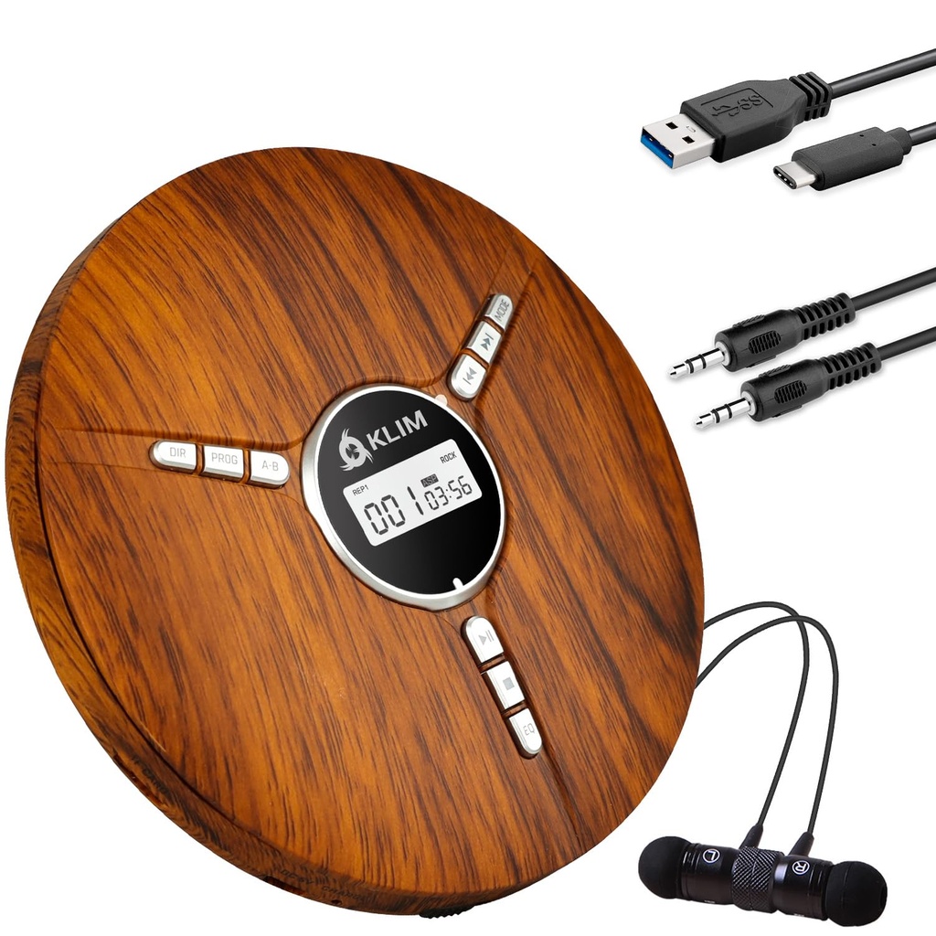 KLIM Discman Portable CD Player with Headphones, Built-in Battery - New Version - Players 