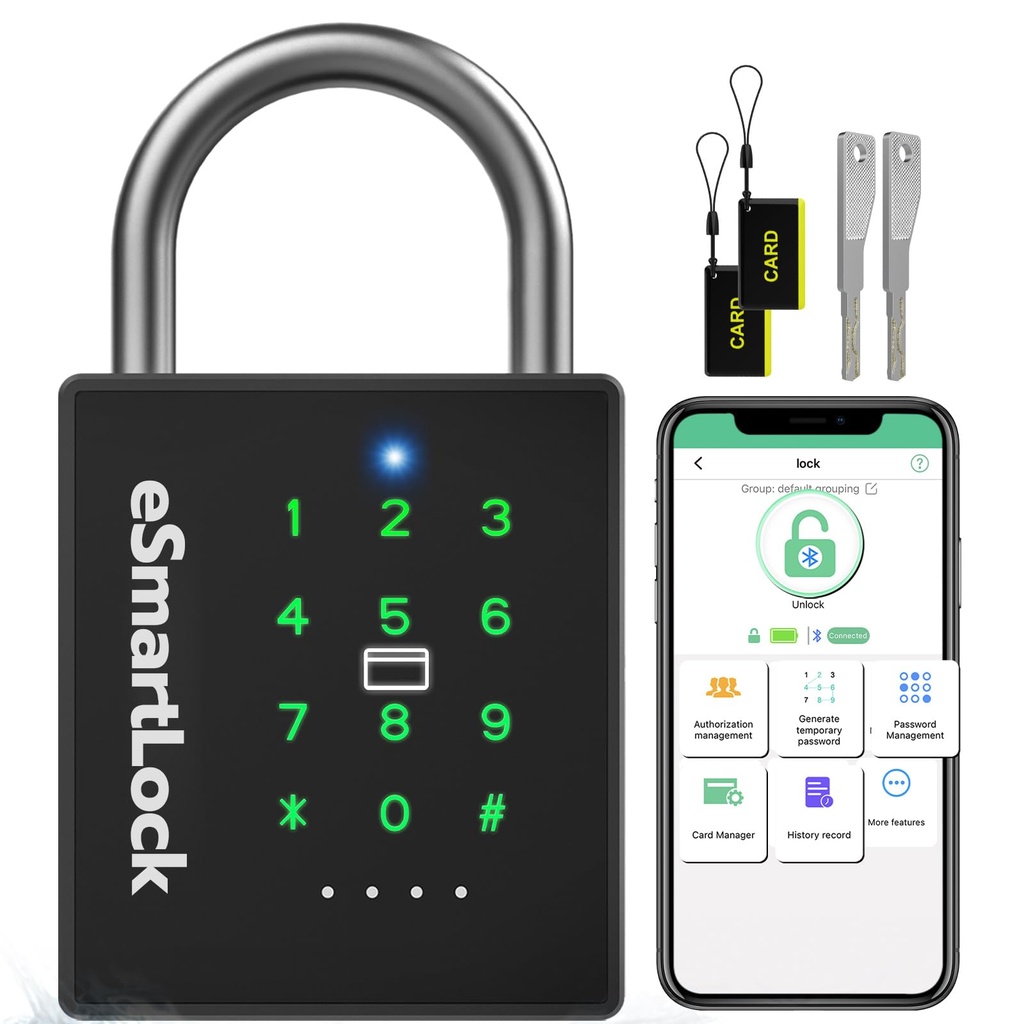 Anweller Heavy Duty Smart Padlock, Bluetooth Combination Padlock with Code and RFID, Outdoor