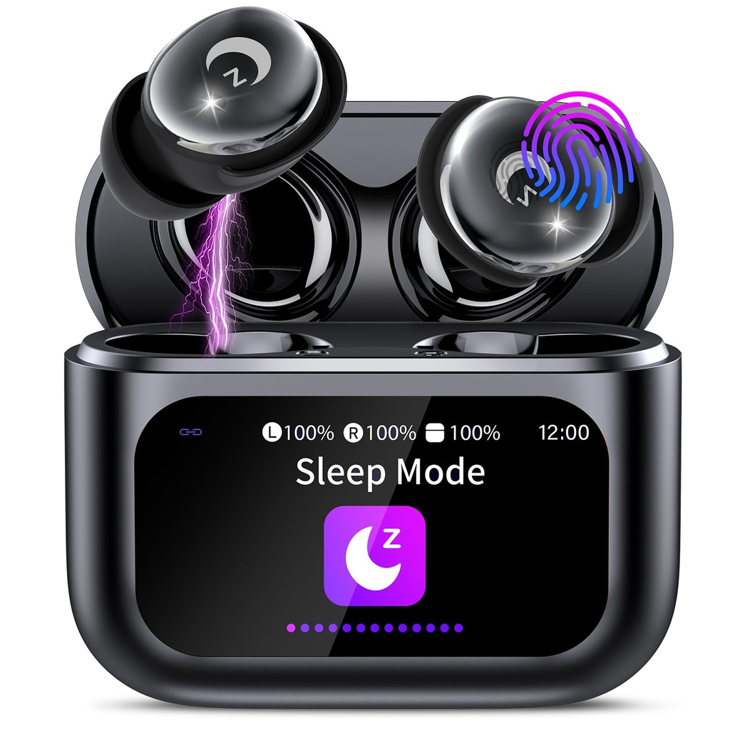Wireless Earbuds with Smart Touch Screen, 2026 Mini Sleep Earbuds Bluetooth 5.4 Headphone 